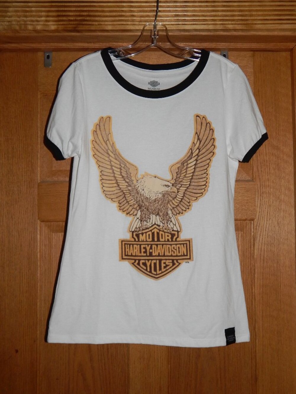 Harley Davidson Motorcycles Eagle Graphic Ringer Tee T-Shirt Women's Size L